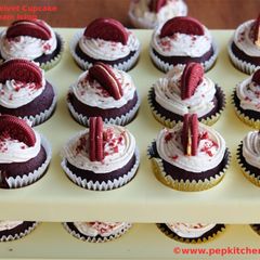 A picture of Eggless Red Velvet Cupcake With Buttercream Icing.