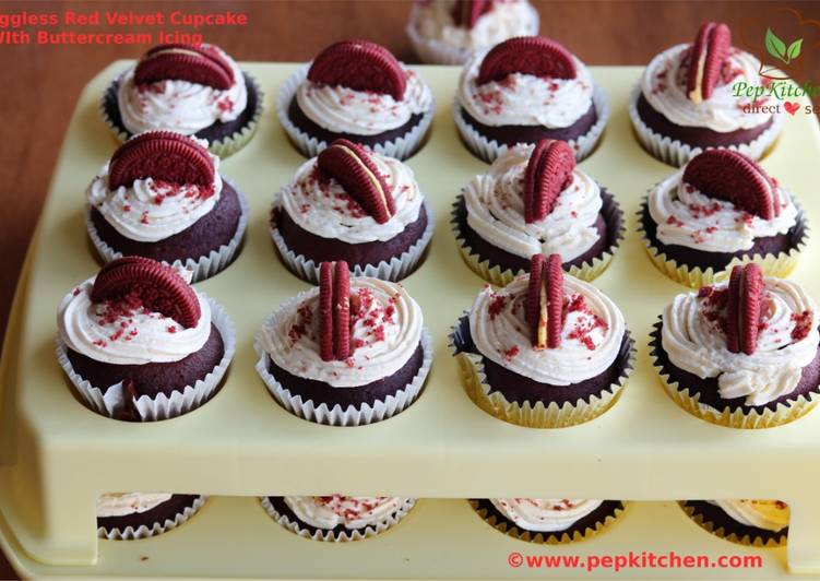 Simple Way to Make Super Quick Homemade Eggless Red Velvet Cupcake With Buttercream Icing