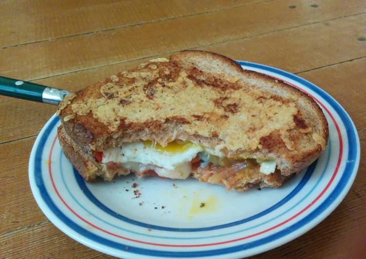 Grilled Cheese with Fried Egg and Salsa
