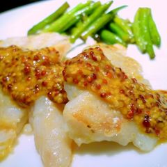 A picture of Cod à la Meunière with Mustard Sauce.