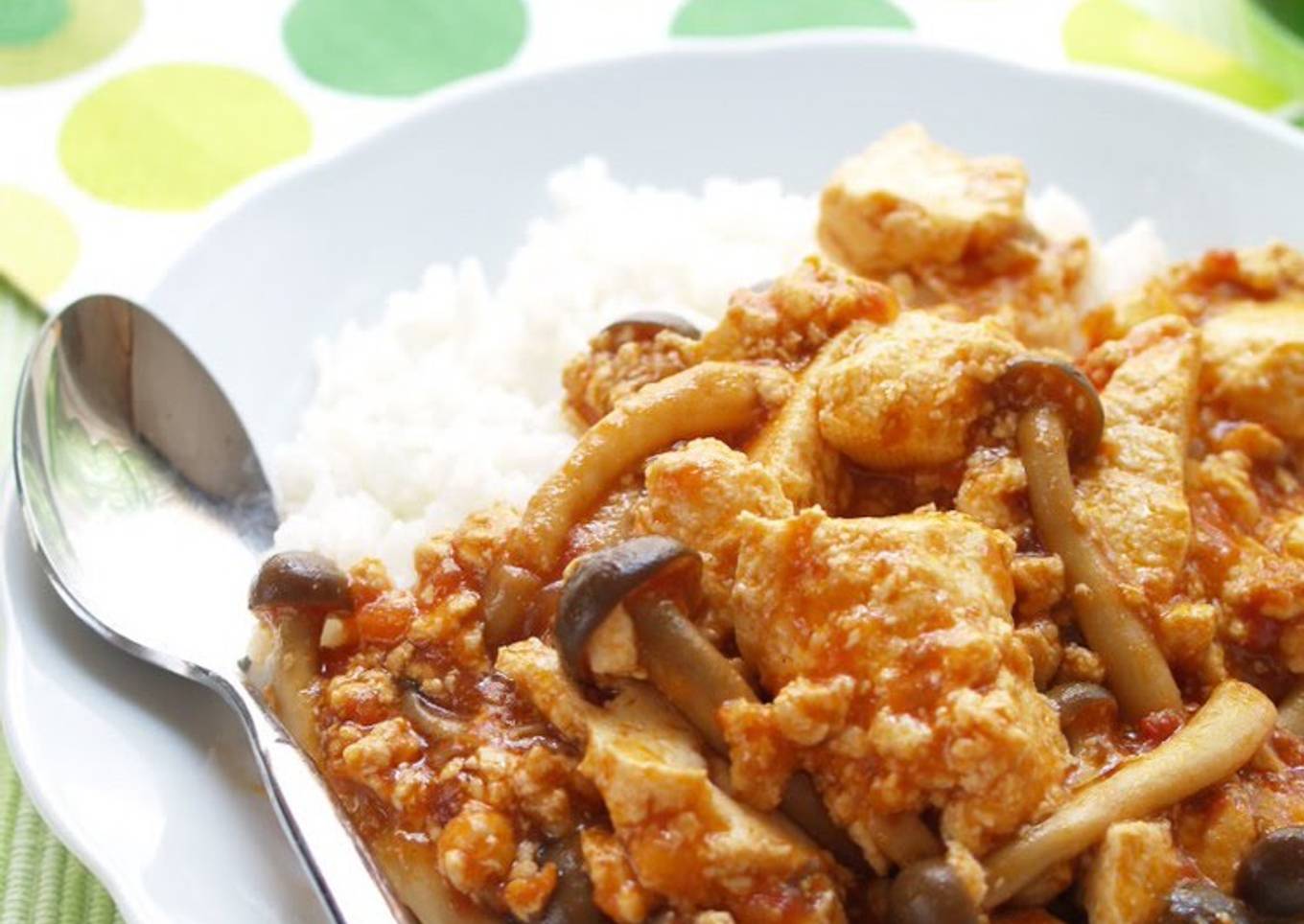 Tofu and Chicken Tomato Simmer with Rice