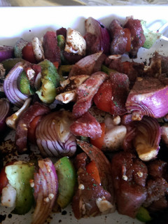 A picture of Mandys beef kebabs.