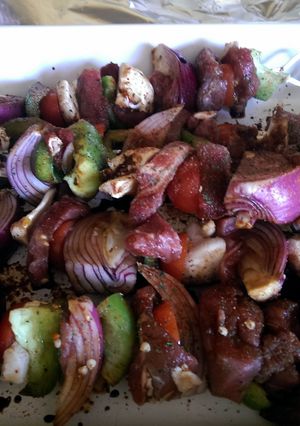 A picture of Mandys beef kebabs.