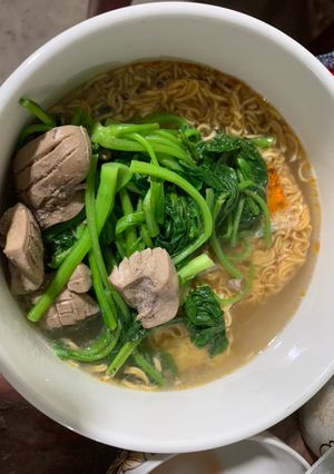 Hình của món Mì tim cật rau cải ngọt.