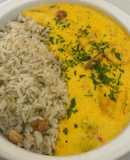 Caril Cremoso de Camarão com Arroz de Caju