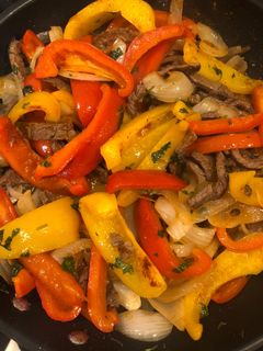 A picture of Beef Fajitas.