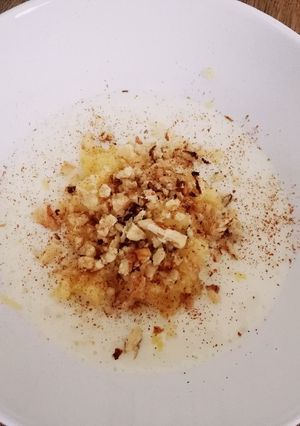 O poză a rețetei Budincă de tapioca cu măr ras și nucă fără gluten/fără ou.