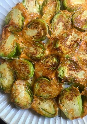 A picture of Pan-fried Brussel Sprouts & Cheese.