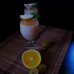 A picture of Guava-Orange-Amla juice.