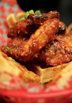 A picture of The spicy chicken waffle recipe you never knew you loved.