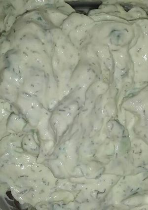 A picture of Tzatziki Sauce.