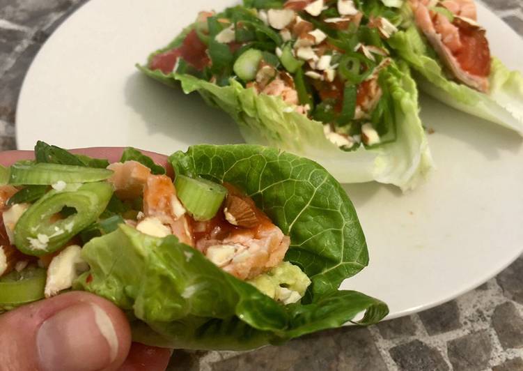 Recipe of Ultimate Salmon &amp; Avocado Lettuce Cups