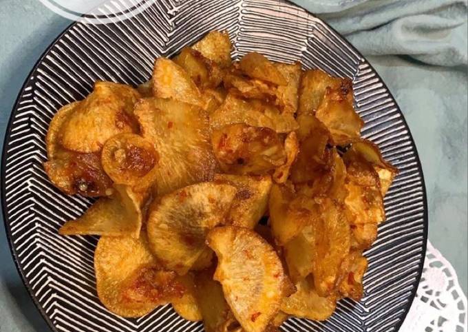 Resep Keripik Singkong Pedas Anti Gagal