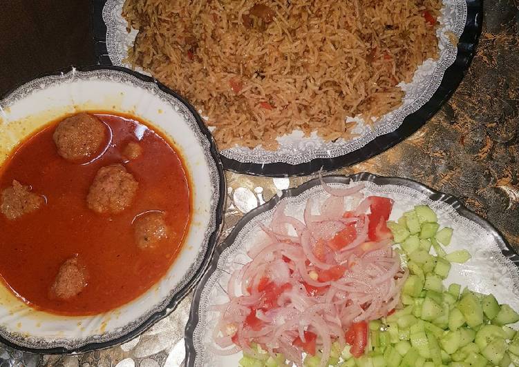 Recipe of Appetizing Achari Moon Pulao with Beef Kofta