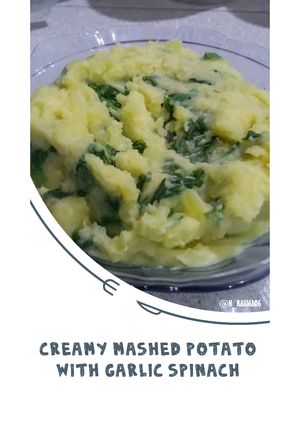 Foto resep Creamy Mashed Potato with Garlic Spinach