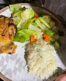 Arroz y Vegetales con pollo rostizado