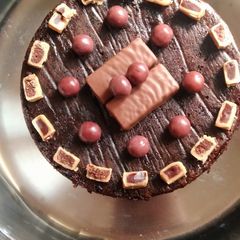 Eggless chocolate cake A picture of Eggless chocolate cake.