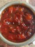 Tomato chutney with dates and aam papad (mango bars)