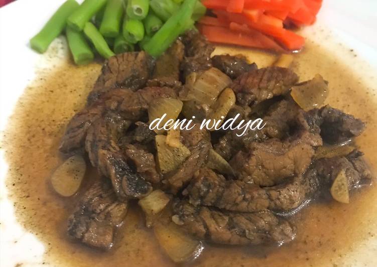 Resep Black Pepper Beef (Daging Sapi Lada Hitam), Enak
