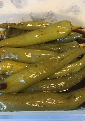 Une photo de Piments verts au balsamique,olive et citron