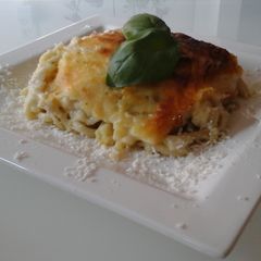 A picture of Baked Lasgana with Zucchini and Feta Cheese.