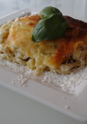 A picture of Baked Lasgana with Zucchini and Feta Cheese.