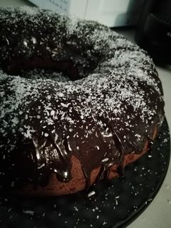 O poză a rețetei Un chec pufos cu budincă de vanilie.