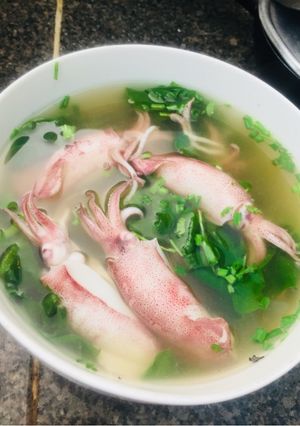 Hình của món Canh mồng tơi nấu mực 🦑🦑.