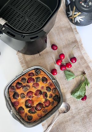 A picture of Cherry Almond Clafoutis in the Air Fryer.