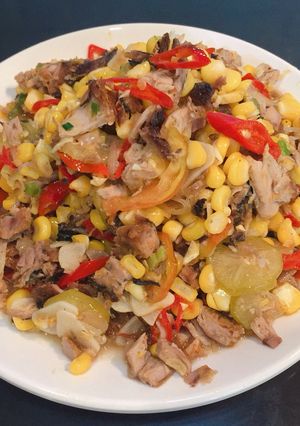 Foto resep Oseng jagung ikan asin pedas