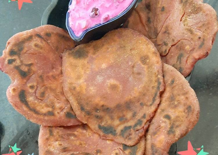 Beetroot Cheesy Paratha