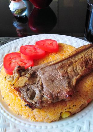 Una foto de Arroz frito con churrasco a la pimienta 👍🇵🇪