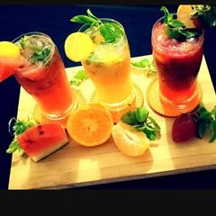 A picture of Orange Mojito, Watermelon Mojito and Strawberry Mojito.