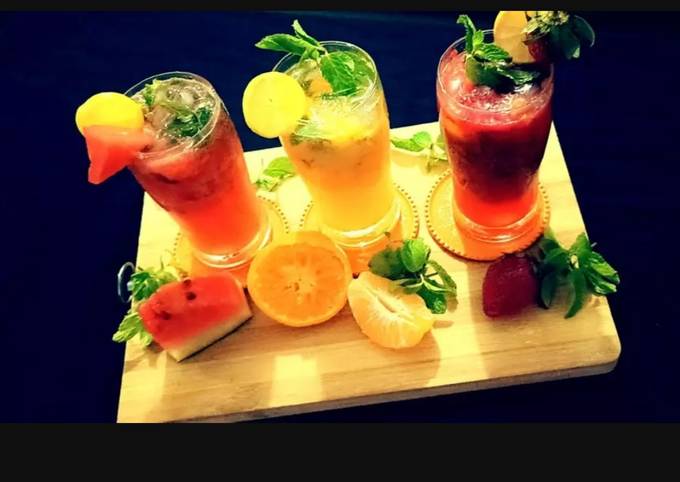 Orange Mojito, Watermelon Mojito and Strawberry Mojito