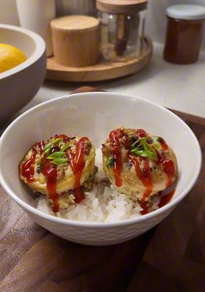 A picture of Filipino Tortang Talong Egg Bites w/ Chicken Giniling 🇵🇭.