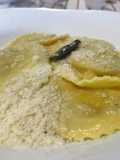 Gorgonzola-Stuffed Ravioli with Butter, Sage, and Grated Parmesan