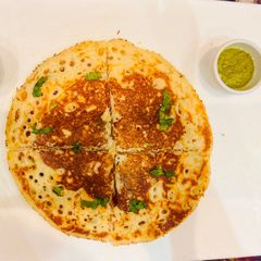 A picture of Instant Healthy Pan Cake with Natural Colour and flavour 🧡🤍💚.