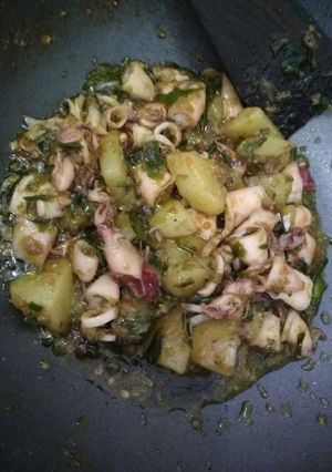 Foto resep Cumi asin masak cabai hijau