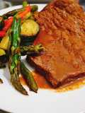 Ternera a la parrilla acompañado con verduras
