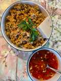 Savory Steamed Rice Cake with Shredded Chicken