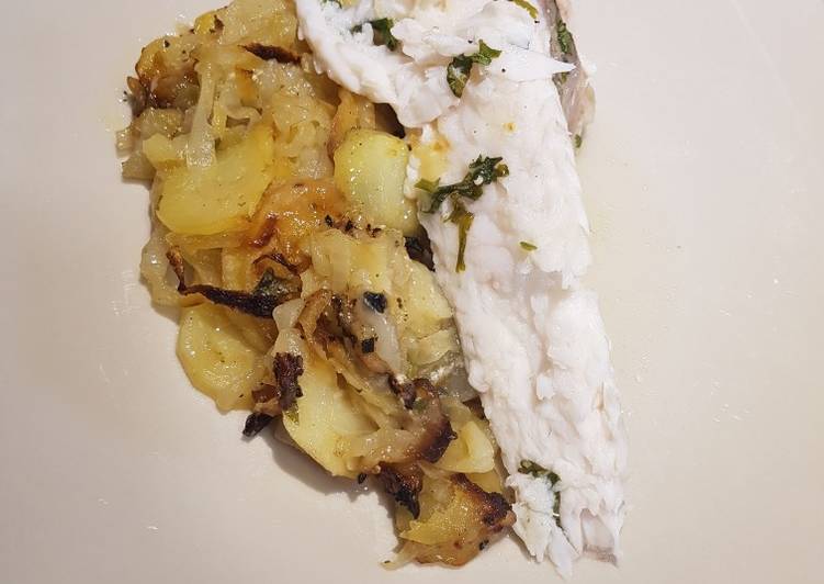 Rape al horno con patatas panaderas