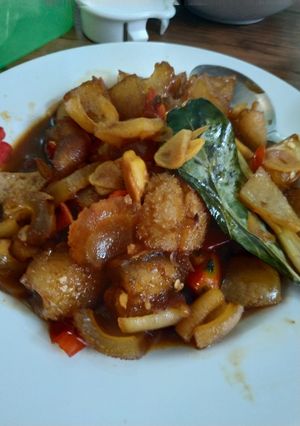 Foto resep Oseng kikil pedas manis