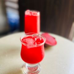 Beetroot watermelon and ginger juice A picture of Beetroot watermelon and ginger juice.