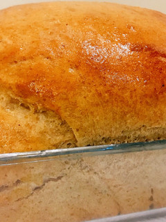 A picture of HOMEMADE supersoft whole wheat bread.