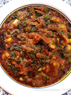 A picture of Miyar zogale (moringa soup).
