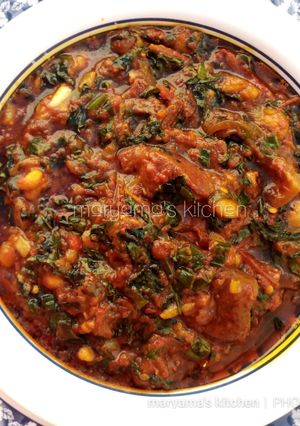 A picture of Miyar zogale (moringa soup).