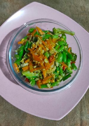 Foto resep Tumis buncis wortel brokoli+ telur orak arik