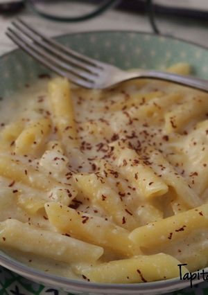 Una foto de Macarrones con chocolate