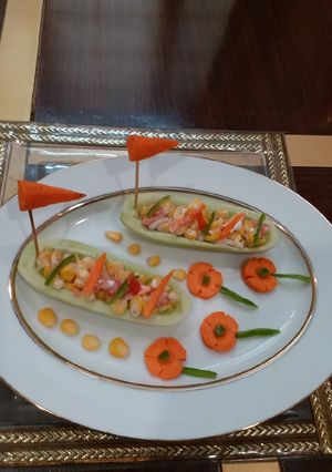 A picture of Creamy Corn Salad In Boat.