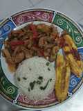 Cerdo en fajitas en salsa agridulce